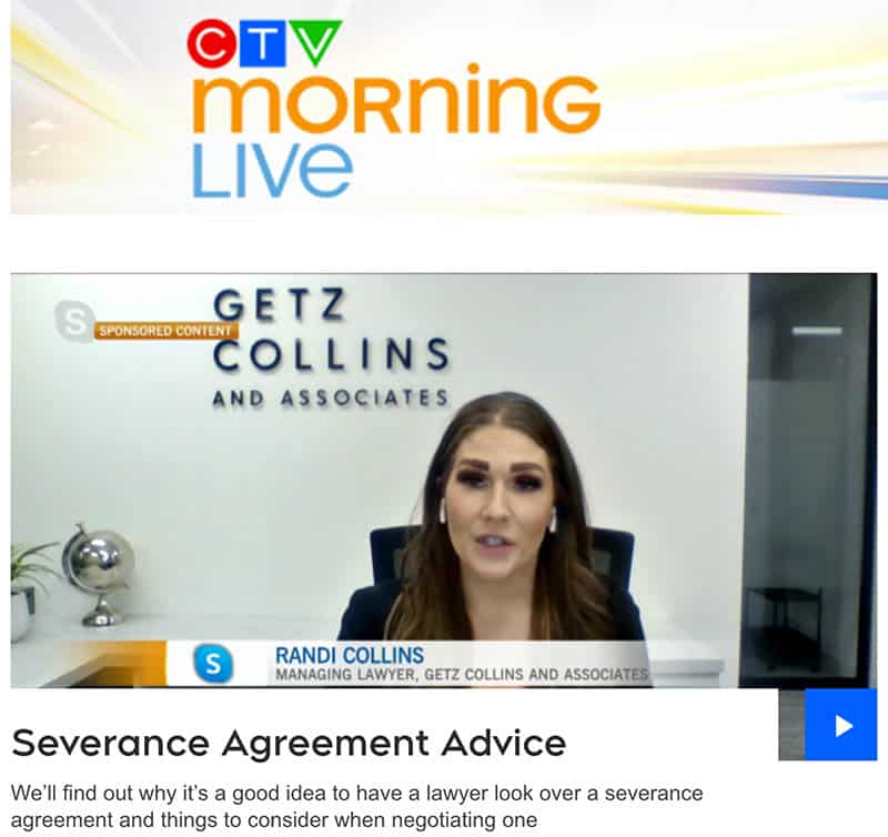 Severance Agreement Advice Employment Lawyer Randi Collins on CTV Morning Live Calgary