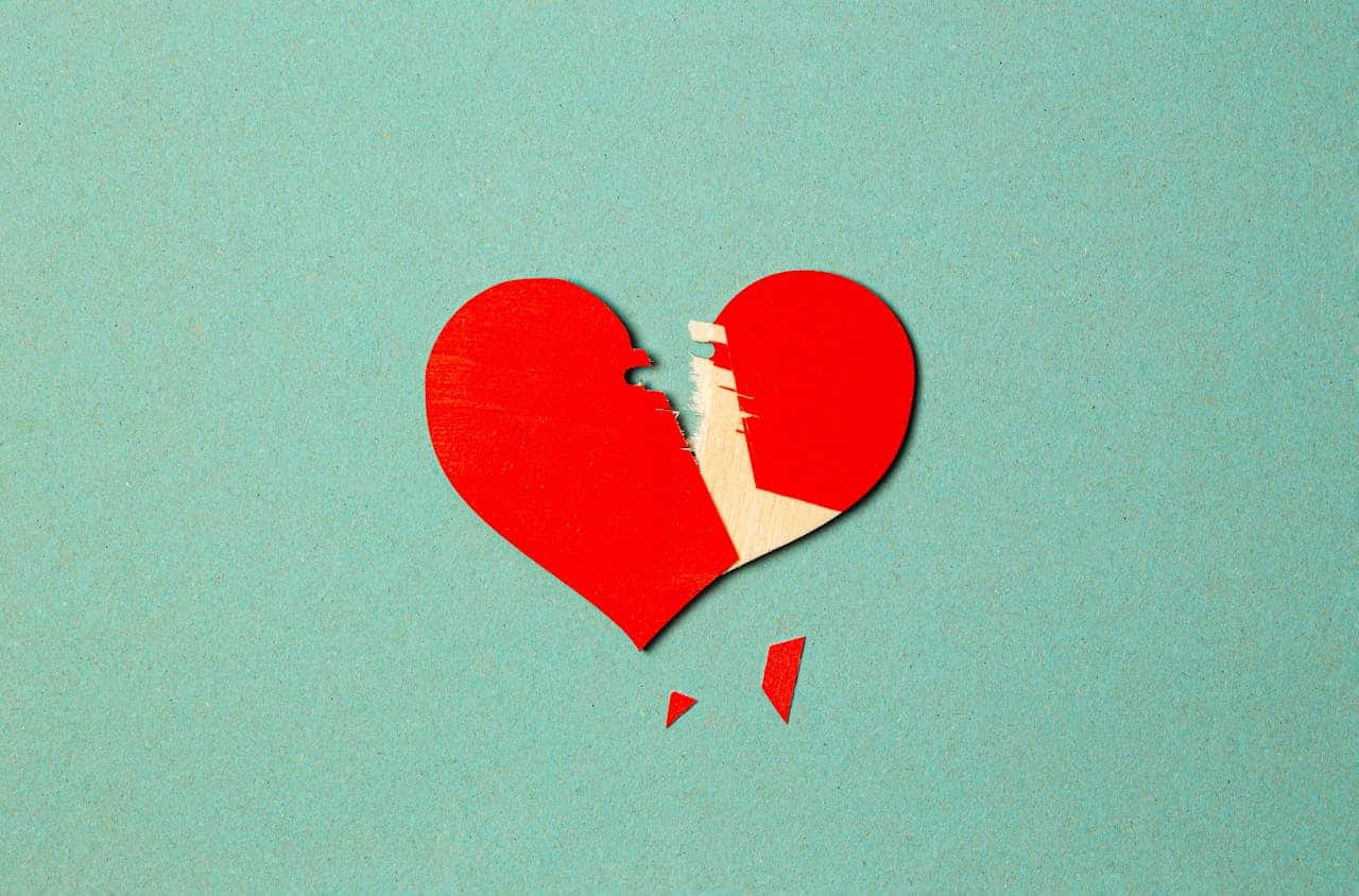 a heart broken and paint chipped